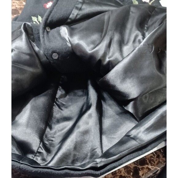 North Style Vintage Sz XL Wool Blend Floral Embroidered Jacket Coat Pockets - Picture 10 of 10